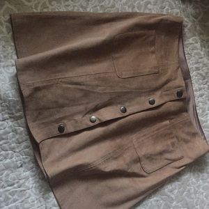 Suede light brown mini skirt